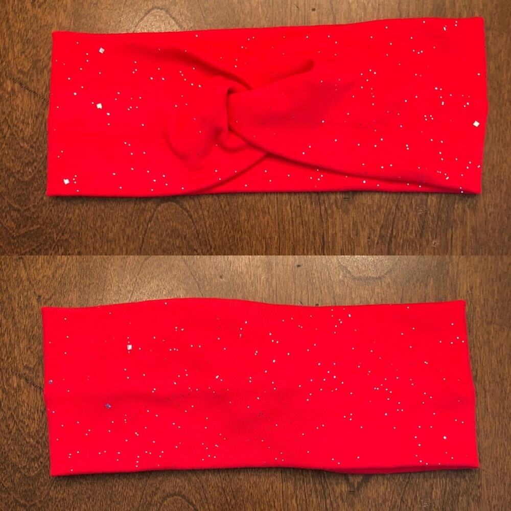 Red Glitter faux knot headband